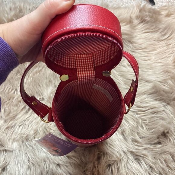 Beverage Butler Red Leather Zip Cylinder Wine Bottle Holder - Picture 3 of 8